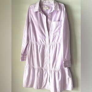 Loft petites lilac cotton button front a line dress cute cottage core vibes